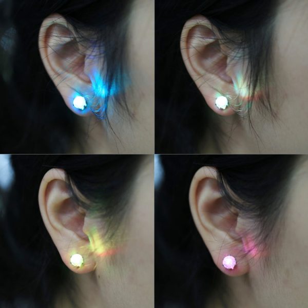 1 Pair Fashion LED Earrings Glowing Light Up Diamond Earring Stud For Sale