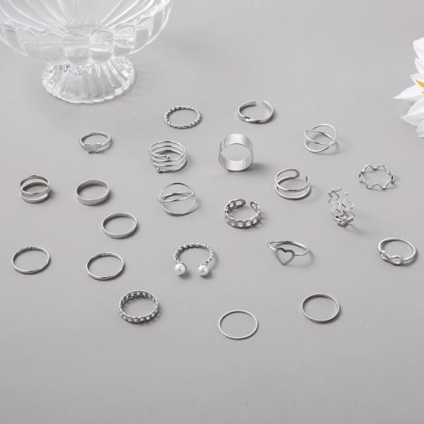 22pcs set Heart Butterfly Joint Open Ring Sale