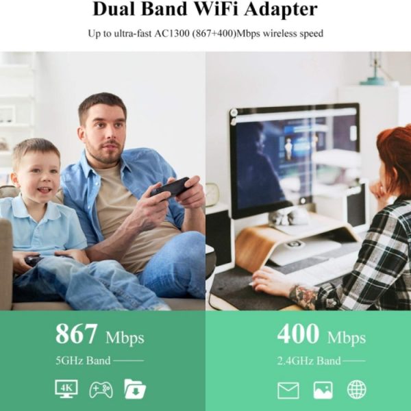 WAVLINK WN692A3 Lag-Free Gaming High Speed AC1300M Wireless Dual Band USB 3.0 Adapter, WN692A3 on Sale