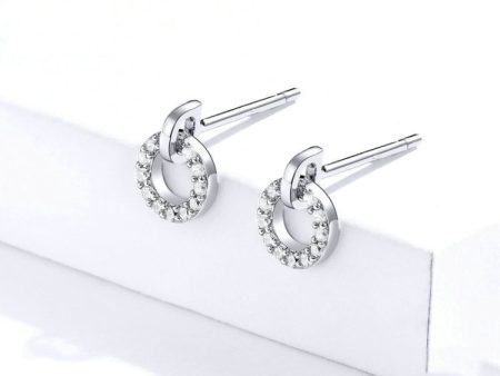 S925 Sterling Silver Small Circle Earrings Platinum Plated Zircon Silver Earrings, SCE767 Online