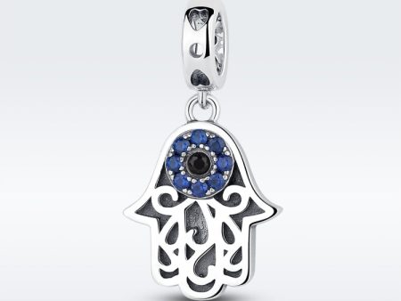 S925 Sterling Silver Beads Evil Eye God Hand Personality Charm, SCC085 on Sale