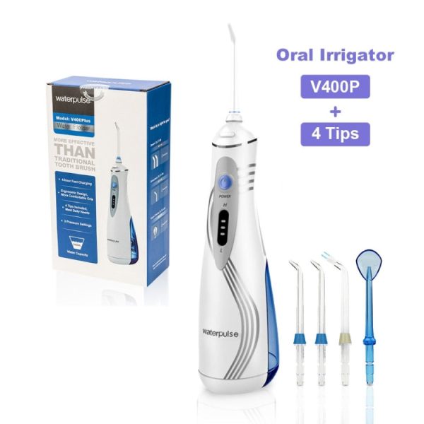 Waterpulse V400Plus Rechargeable USB Dental Cordless Oral Irrigator, V400Plus, Plug: UK For Discount