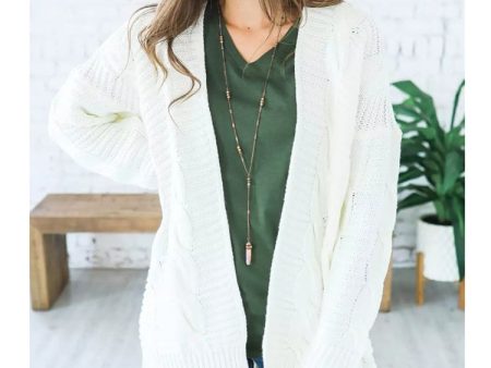 Mid-length Style Solid Color Thick Thread Twist Cardigan Knit Sweater, XL Sale