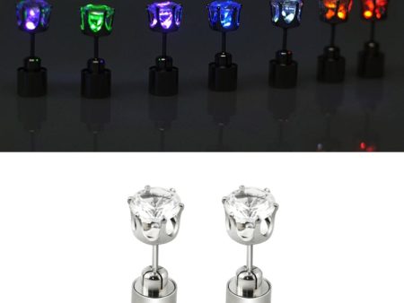 1 Pair Fashion LED Earrings Glowing Light Up Diamond Earring Stud For Sale