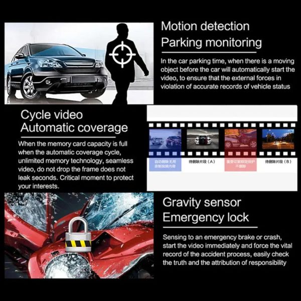 V9 HD 3 inch Car Night Vision Driving Recorder Jerry Scheme with 1080P Rear Camera on Sale