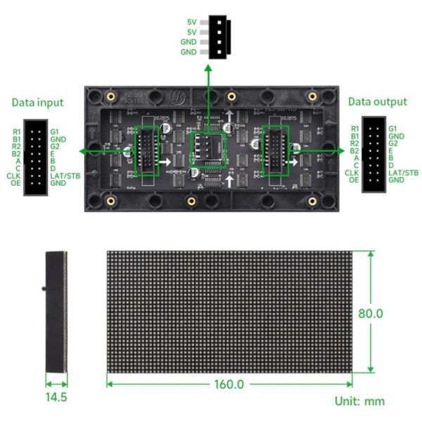 Waveshare RGB Full-color LED Matrix Panel, 2.5mm Pitch, 64x32 Pixels, Adjustable Brightness, 23707, 23707 Discount