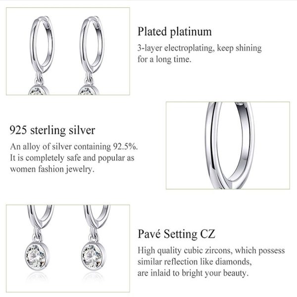 S925 Sterling Silver Platinum-plated Earrings Temperament Zircon Earrings, SCE830 For Cheap