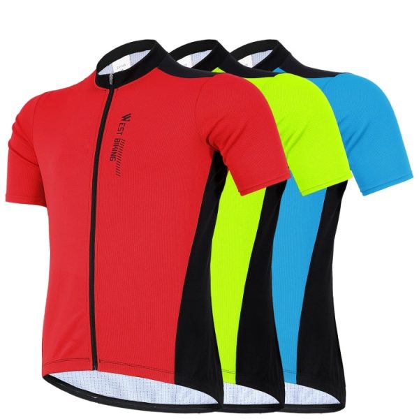 WEST BIKING YP0206163 Summer Polyester Mesh Breathable Sunscreen Cycling Jersey Zipper Sports Short Sleeve Top for Men, XS, S, M, L, XL, XXL, XXXL Online