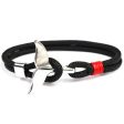 Whale Tail Anchor Charm Nautical Survival Rope Chain Bracelets, Dark blue, Black, Black red, Red, Black blue, Yellow, Colorful, Blue Online now