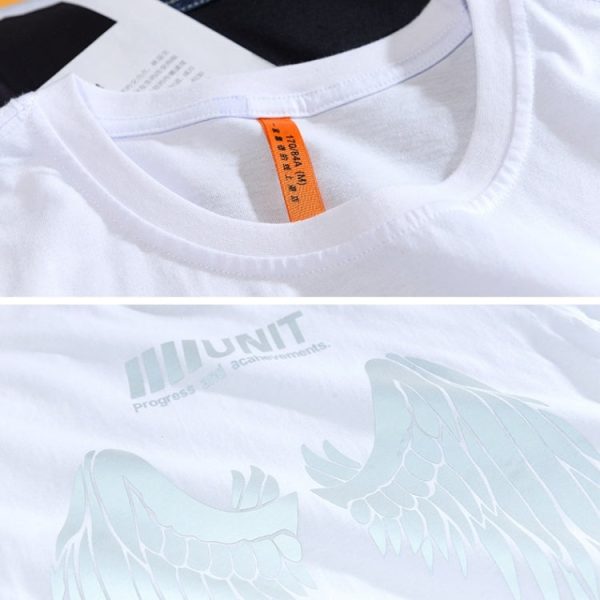 Wings Reflective Round Neck Short-sleeved Loose Printed Cotton T-shirt, S, M, L, XL, XXL, XXXL, XXXXL, XXXXXL Hot on Sale