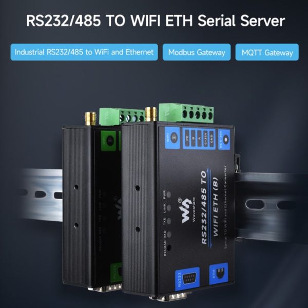 Waveshare Industrial Grade Serial Server RS232 485 to WiFi   Ethernet For Sale