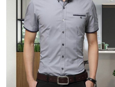 Men Business Shirt Short Sleeves Turn-down Collar Shirt, XXXXXL Online now