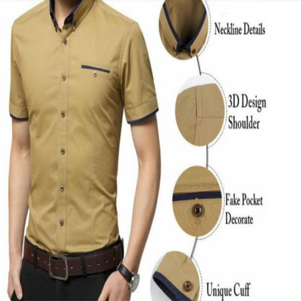 Men Business Shirt Short Sleeves Turn-down Collar Shirt, M, L, XL, XXL, XXXL, XXXXL Fashion