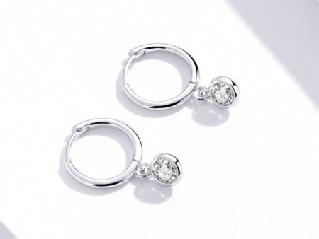 S925 Sterling Silver Platinum-plated Earrings Temperament Zircon Earrings, SCE830 For Cheap