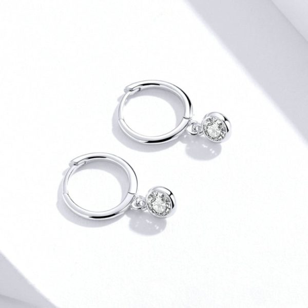 S925 Sterling Silver Platinum-plated Earrings Temperament Zircon Earrings, SCE830 For Cheap