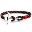 Whale Tail Anchor Charm Nautical Survival Rope Chain Bracelets, Dark blue, Black, Black red, Red, Black blue, Yellow, Colorful, Blue Online now