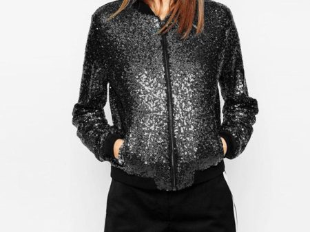 Women Wild Casual Sequin Jacket Short Coat (Color:Gold Size:XXL), S, M, L, XL, XXL Sale