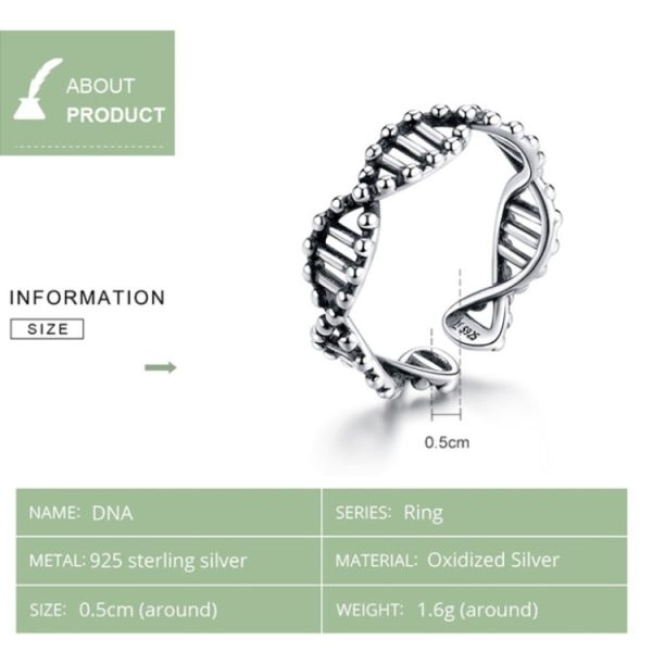 S925 Sterling Silver Ring Vintage Open Ring DNA Shape Ring, SCR643 on Sale