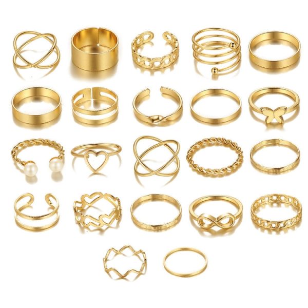 22pcs set Heart Butterfly Joint Open Ring Sale