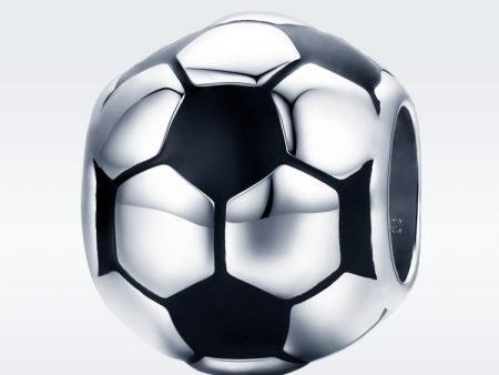 Football Love S925 Sterling Silver Platinum Plated Pendant Loose Beads, SCC666 Online Hot Sale