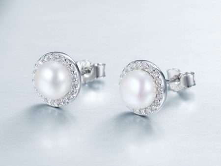 Simple Pearl Diamond Ladies Temperament Earrings S925 Sterling Silver Earrings, SCE122 Online now