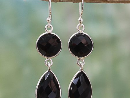 Magical Charm Onyx & Silver Dangle Earrings For Cheap