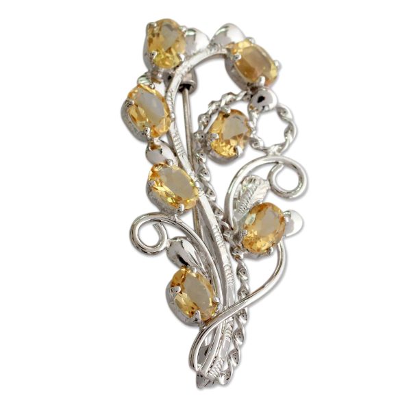 Sunshine Bouquet Citrine Silver Brooch Online Hot Sale