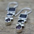 Radiant Glamour Geometric Garnet and Sterling Silver Dangle Earrings Online Hot Sale