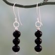 Midnight Radiance Hand Crafted Onyx and Sterling Silver Dangle Earrings For Cheap