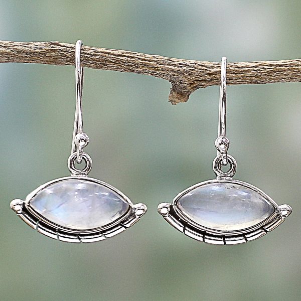 Protective Eyes Rainbow Moonstone Dangle Earrings Supply