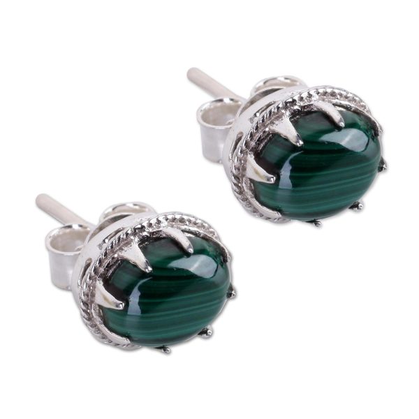 Morning Forest Malachite Silver Stud Earrings Fashion