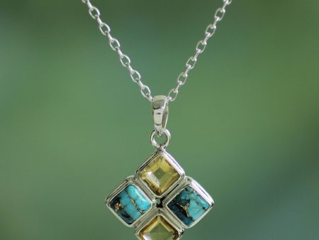 Sun Meets Sky Multi-Gem Pendant Necklace Online Hot Sale