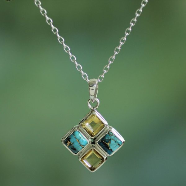 Sun Meets Sky Multi-Gem Pendant Necklace Online Hot Sale