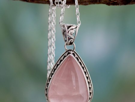 Love Drop Rose Quartz Silver Pendant Necklace Supply