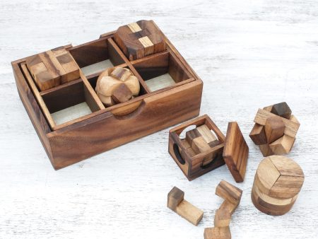 Beautiful Challenge Raintree Wood Puzzle Set from Thailand (6 Piece) Discount