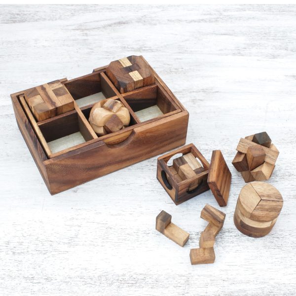 Beautiful Challenge Raintree Wood Puzzle Set from Thailand (6 Piece) Discount