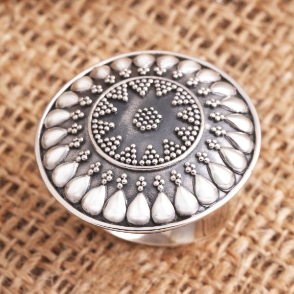 Solar Flair Oxidized Sterling Silver Sun Cocktail Ring Online Sale