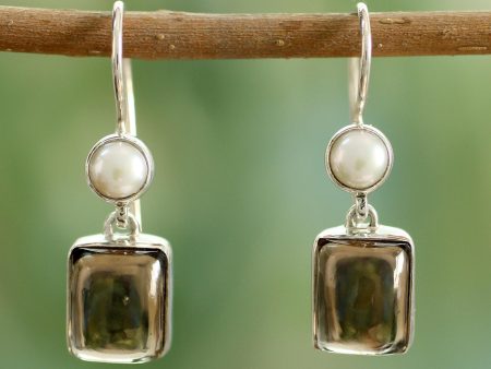 Smoky Quartz & Freshwater Pearl Earrings Fashion