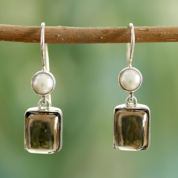 Smoky Quartz & Freshwater Pearl Earrings Fashion