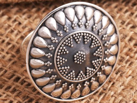 Solar Flair Oxidized Sterling Silver Sun Cocktail Ring Online Sale