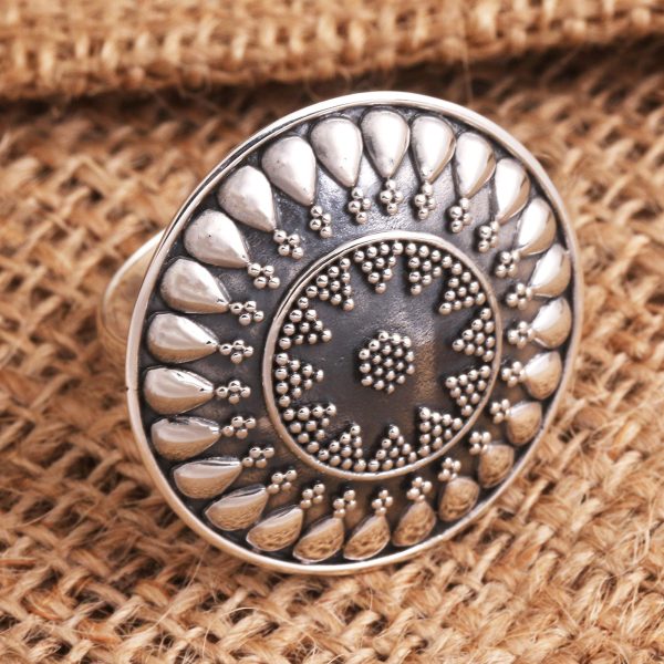 Solar Flair Oxidized Sterling Silver Sun Cocktail Ring Online Sale