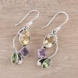 Sun with Violets Multi-Gem Citrine Earrings Cheap