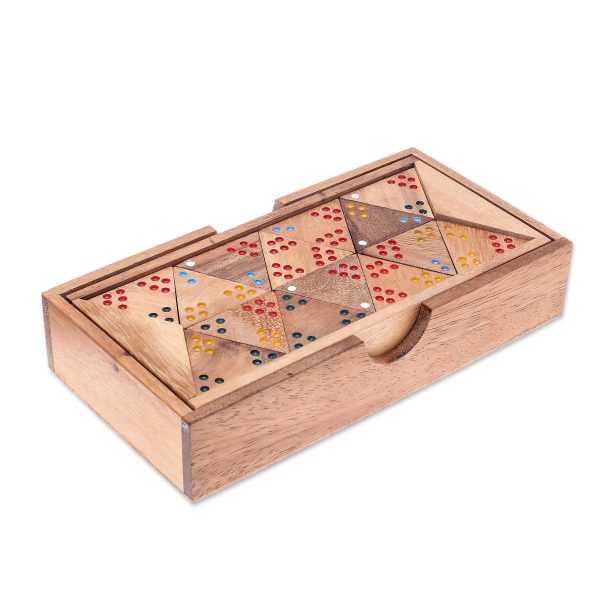 Triple Threat Wood 3-Sided Domino Set Crafted in Thailand Online Sale