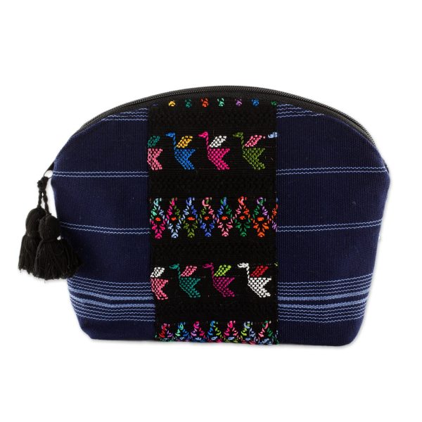 Tactic Stripes in Navy Handwoven Cotton Cosmetic Bag in Navy from Guatemala Discount