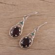 Scarlet Joy Garnet and Emerald Dangle Earrings from India Online