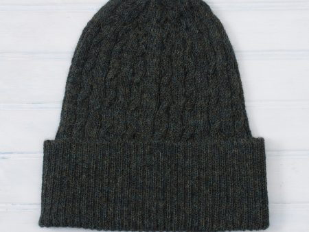 NOVICA  Cable-Knit 100% Alpaca Hat in Moss from Peru,  Moss Braid Cascade  Supply