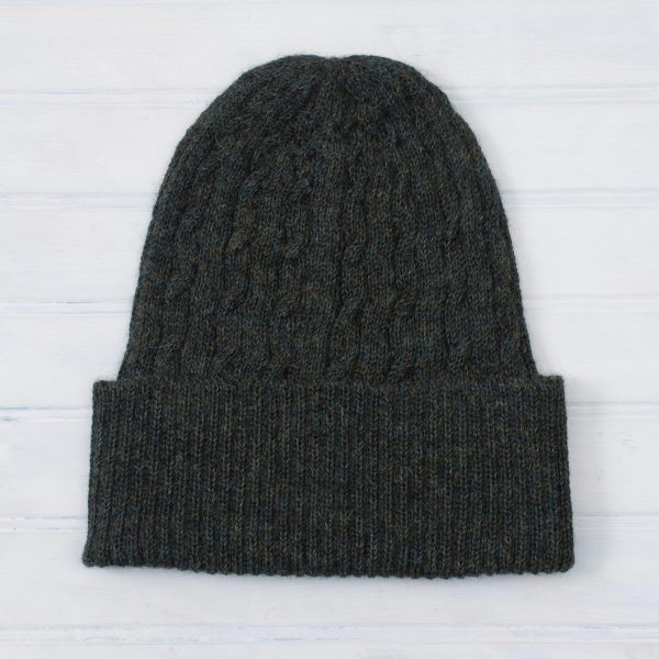 NOVICA  Cable-Knit 100% Alpaca Hat in Moss from Peru,  Moss Braid Cascade  Supply