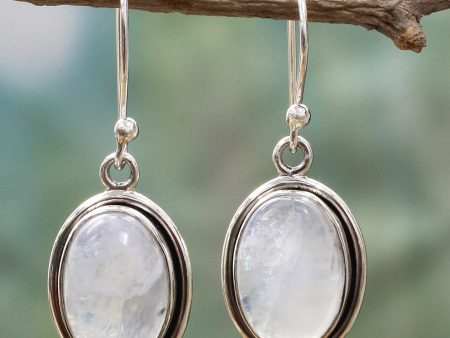 Lunar Goddess Moonstone Silver Dangle Earrings Fashion