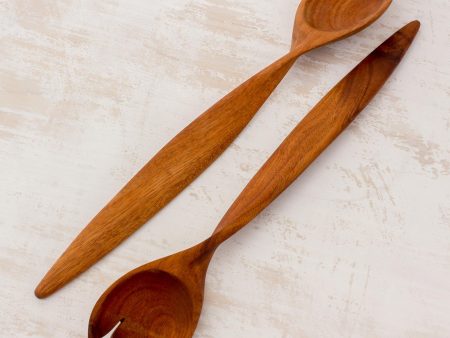 Twist of Nature Handcrafted Caoba Wood Salad Servers from Nicaragua Cheap