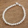 Beauty in Simplicity Gleaming Sterling Silver Beaded Bracelet from Guatemala Online now